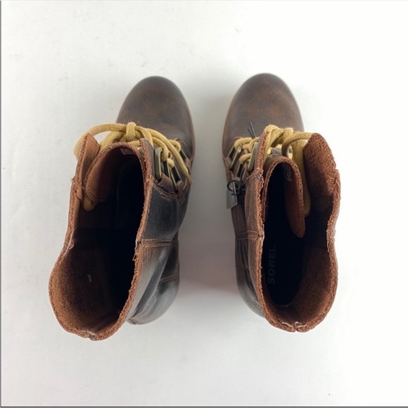 Sorel Joan Of Arctic Wedge II Leather Lace Up Boots in Burro Size 9.5 - Picture 6 of 10